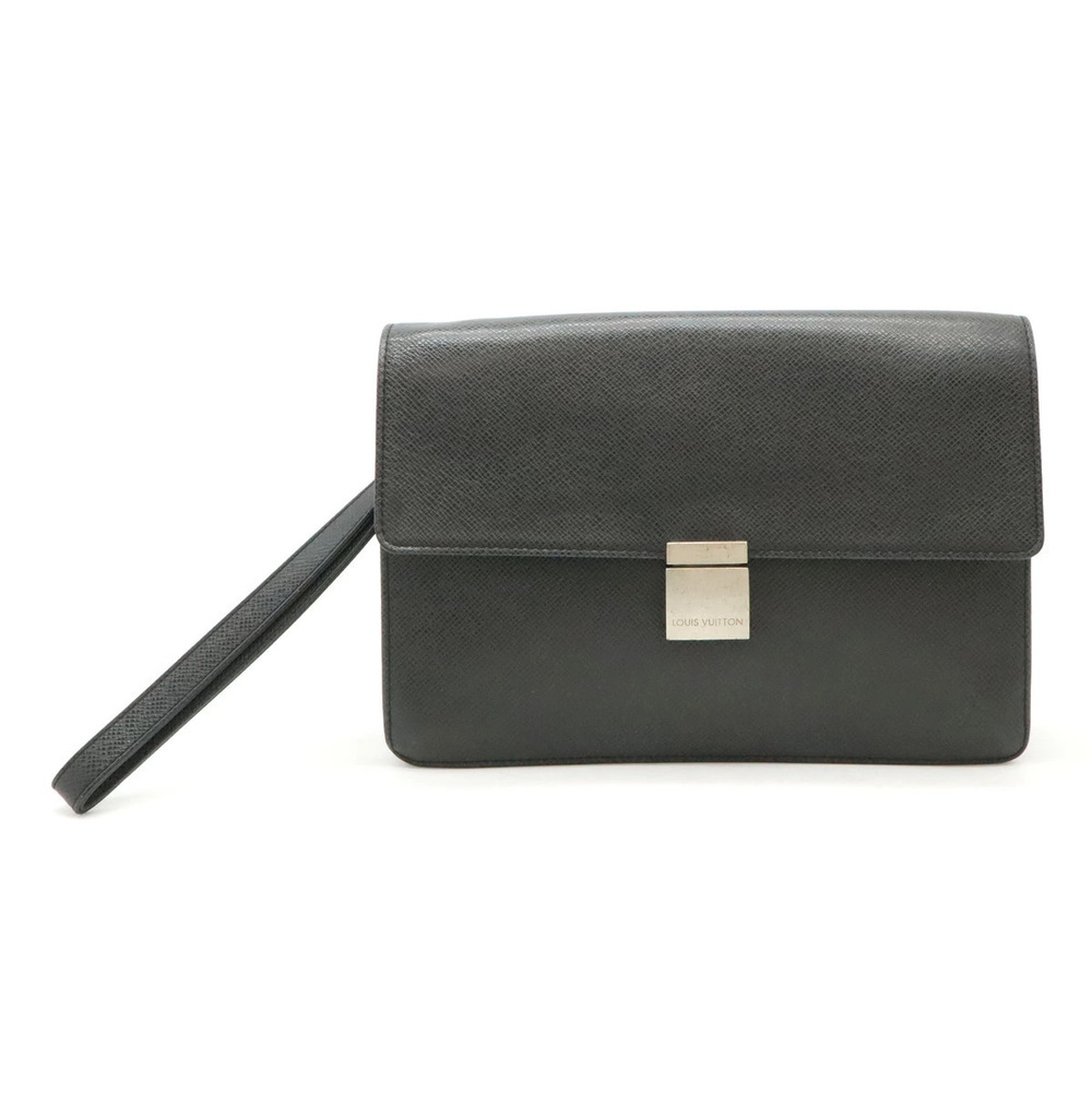 LOUIS VUITTON Taiga Selenga Shoulder Bag Leather Ardoise Black